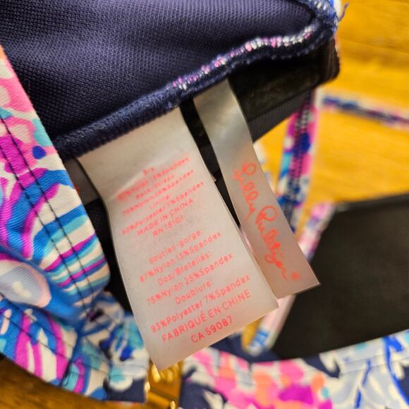 Lilly Pultizer High Tide Navy Turtle Amazement 2 piece bikini swim suit sz 14 - Picture 6 of 8